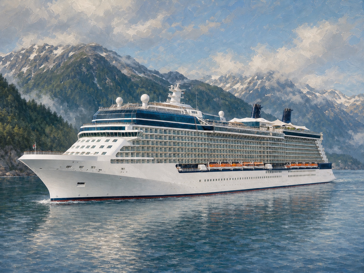Original painterly illustration of Celebrity Solstice representing the Solstice Series