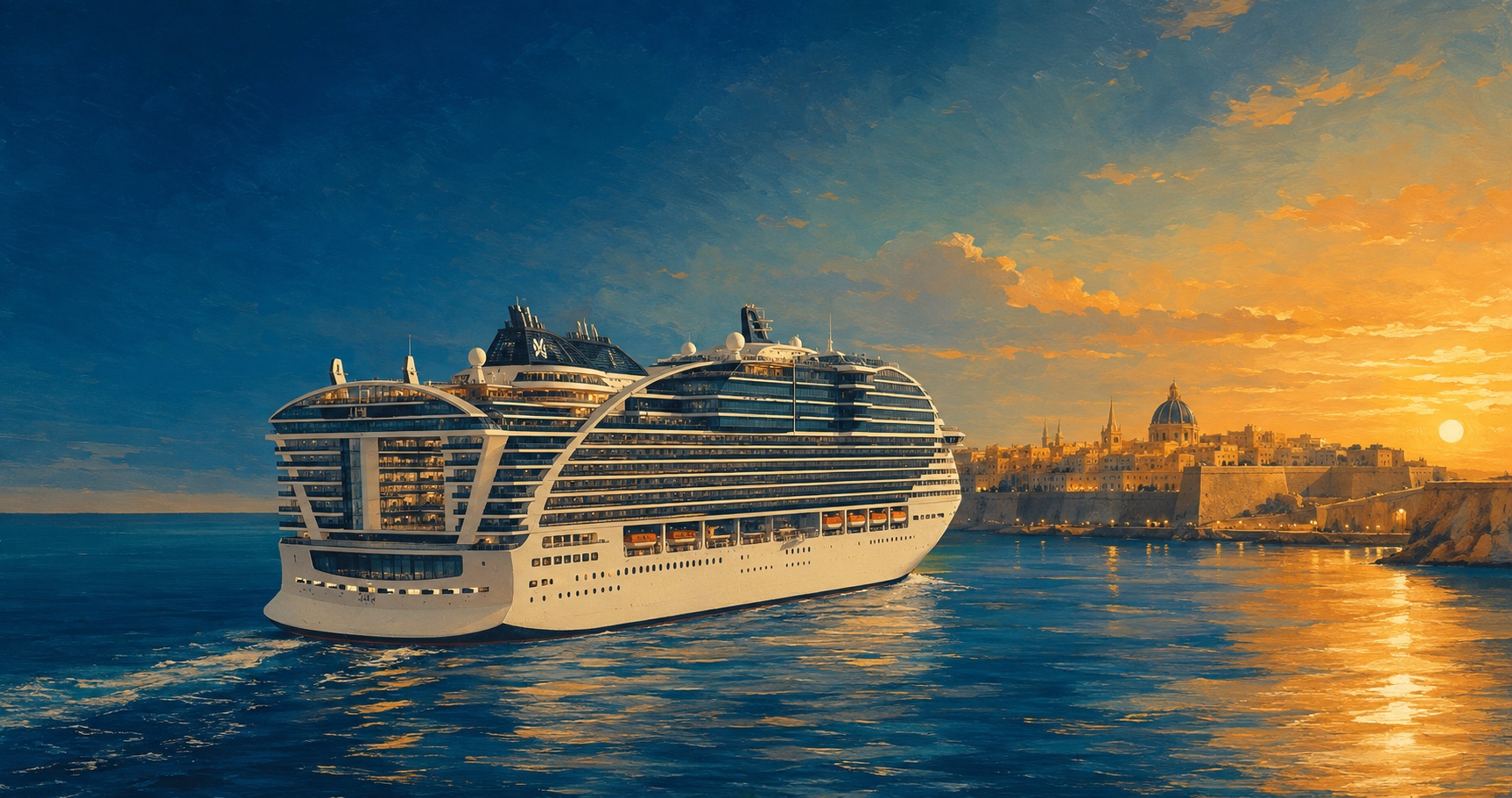 Original fine-art maritime illustration of MSC World Europa