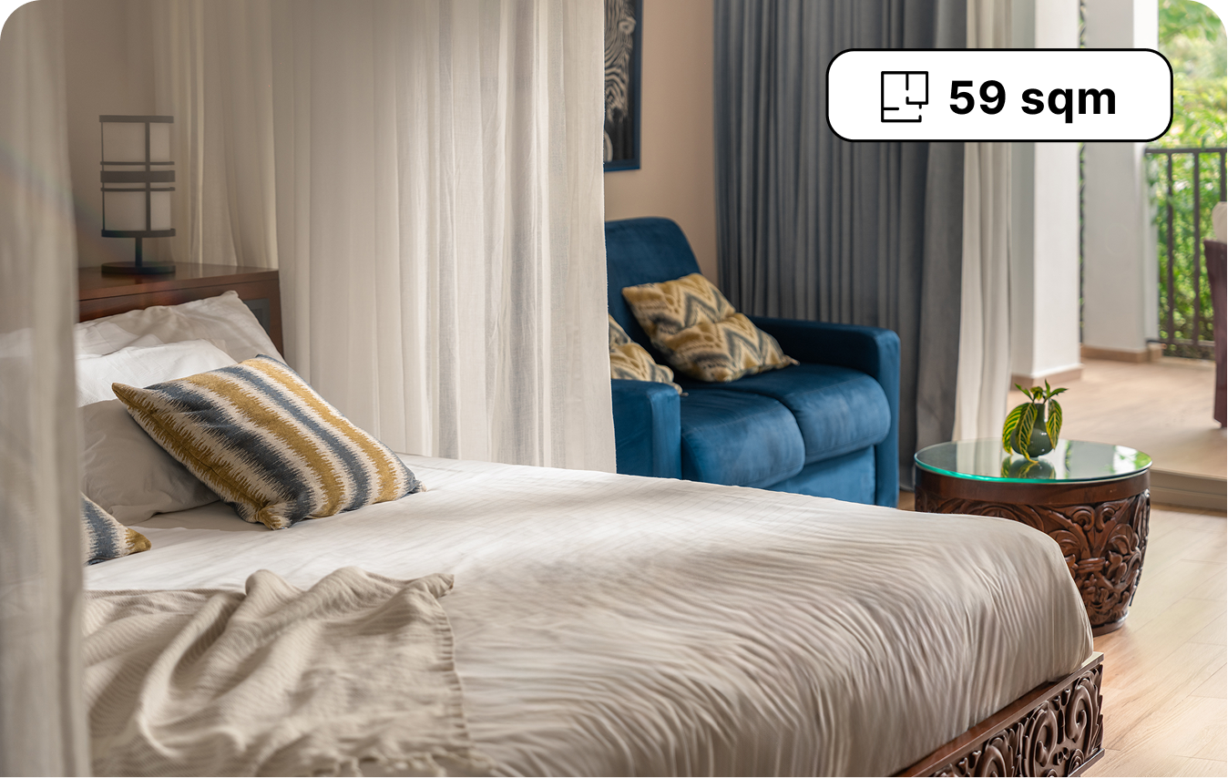 Superior Junior Suite bedroom at The Mora Zanzibar