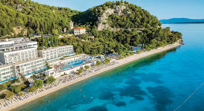 TUI BLUE Adriatic Beach beside the clear Croatian sea and green hills