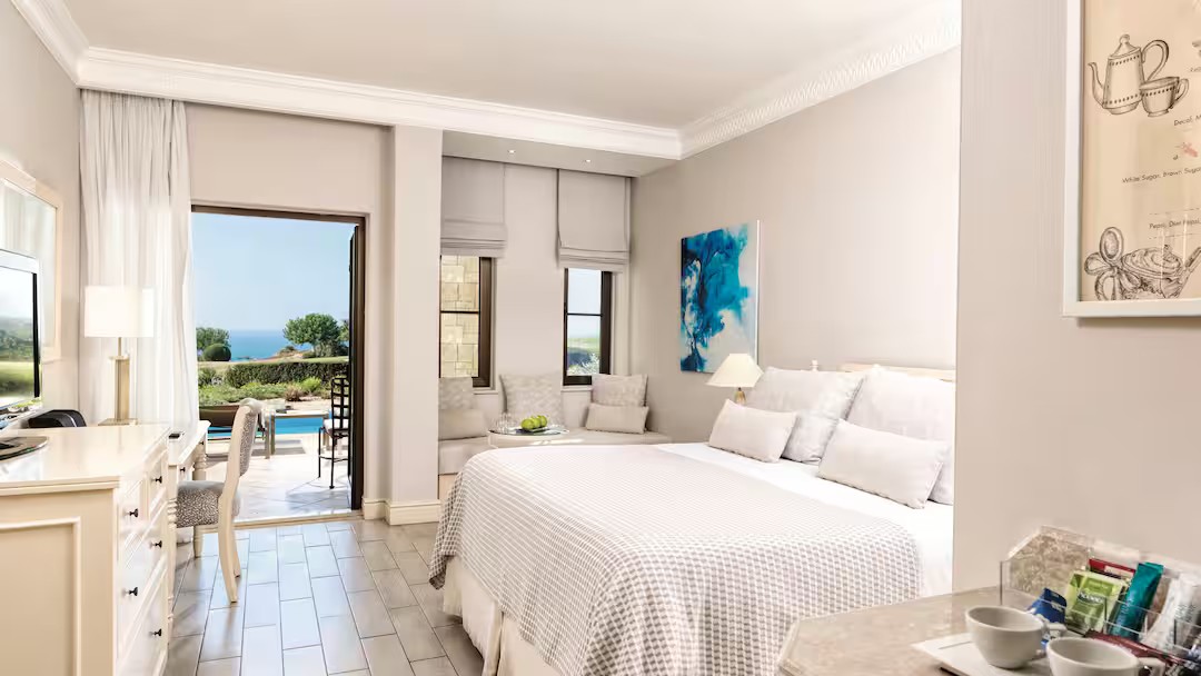 A closer view of the resort and its Mediterranean surroundings in Cyprus